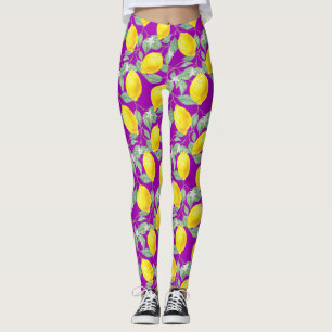 LEGGINGS FRUTAS DE LIMÓN EN FONDOS MORADOS