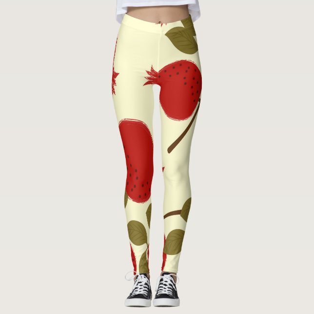 Leggings Frutas granadas: fondo amarillo Personalizado (Anverso)
