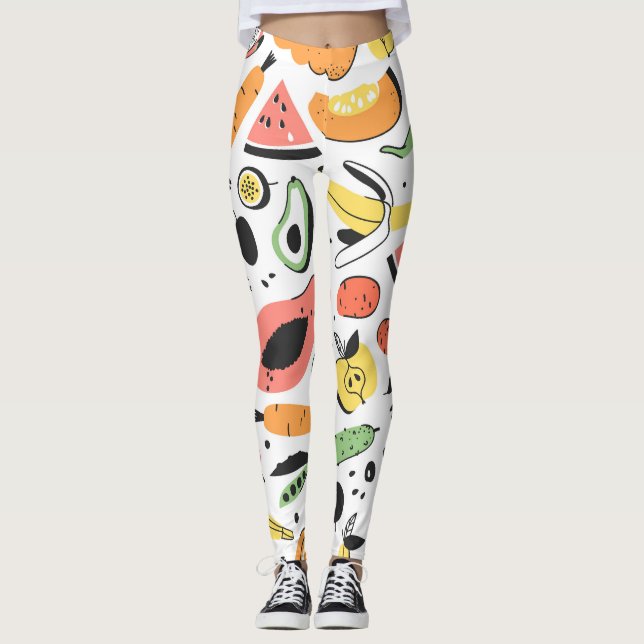Leggings Frutas, verduras dibujadas a mano. (Anverso)