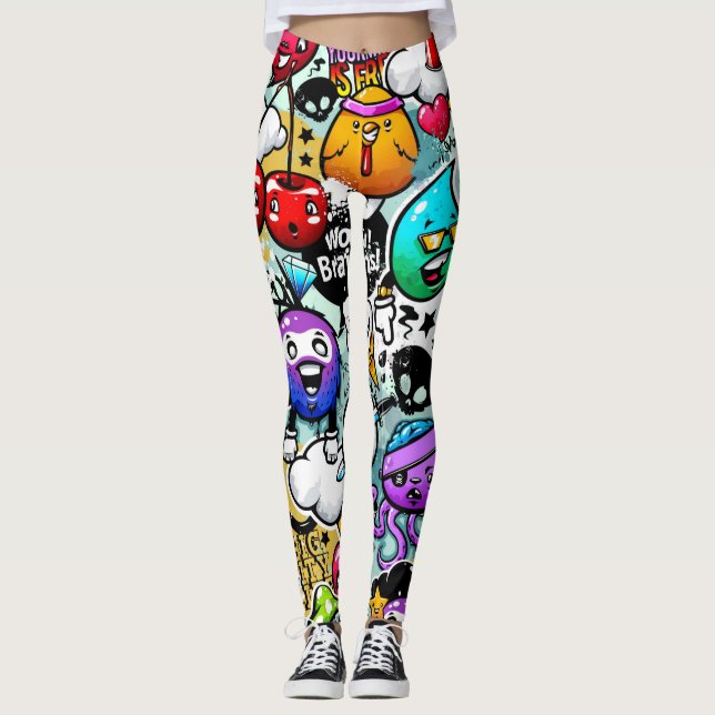 Leggings Frutas y verduras de moda Graffiti (Anverso)