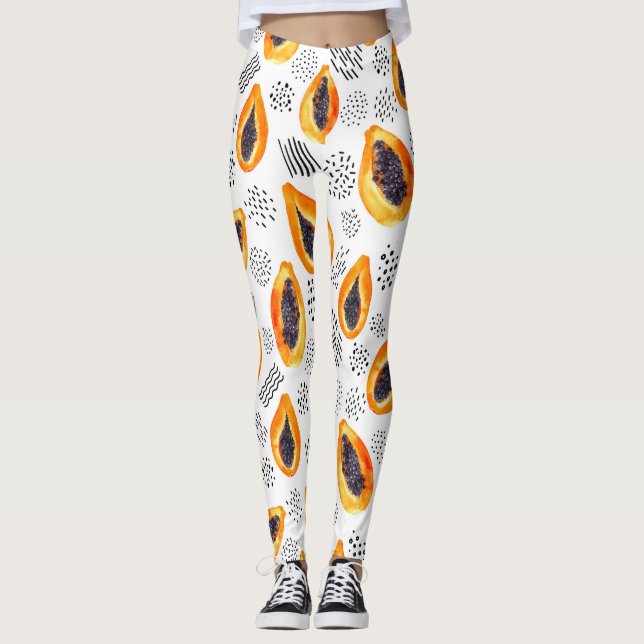 Leggings Fruto de la papaya: acuarela abstracta. (Anverso)