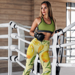 Leggings Fruto de limón con estampado amarillo   Piernas