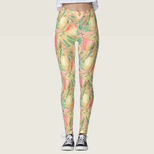 Leggings Frutos, melocotones, peras, limones, acuarela