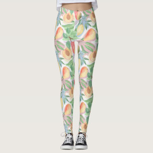 Leggings Frutos, melocotones, peras, limones, acuarela