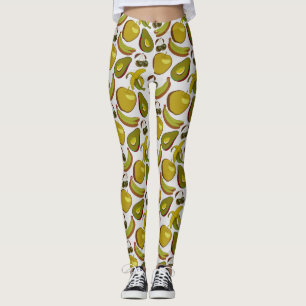 Leggings Frutos tropicales sin soldadura patrón amarillo y