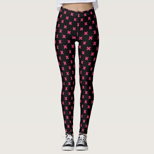 Leggings Fuchsia cruza puntos en negro (Anverso)