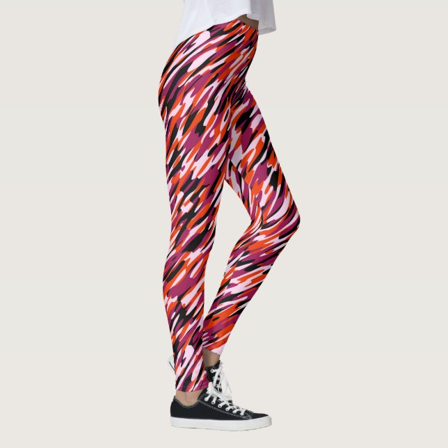 Leggings Fuchsia pink, orange, black and white camo  (Derecha)