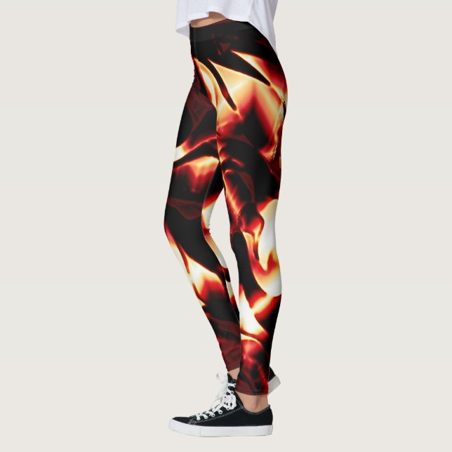 Leggings Fuego esculpido en el fondo rojo más oscuro (Izquierda)