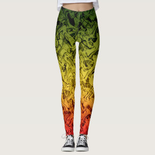 Leggings Fuego Rasta Abstracto Fumar Fresco Verde Amarillo