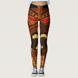 Leggings Fuego tropical hawaiano de madera vintage