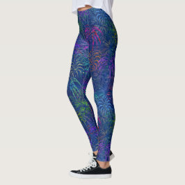 Leggings Fuegos artificiales 4 de julio colorido patrón de