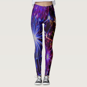 Leggings Fuegos artificiales, aturdimiento azul y rojo y pi