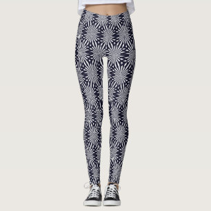 Leggings Fuegos Artificiales Geométricos en Blanco y Negro 