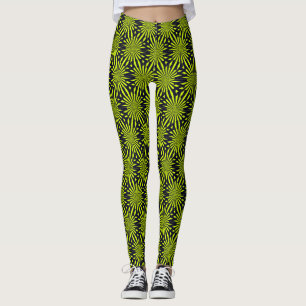 Leggings Fuegos Artificiales Negros y Verdes Geométricos Ab