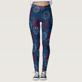 Leggings Fuegos artificiales rojos azules y blancos