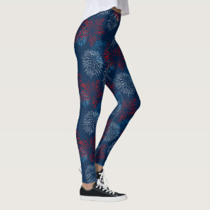 Leggings Fuegos artificiales rojos azules y blancos