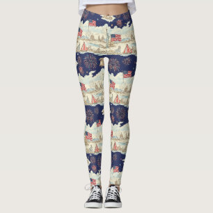 Leggings Fuegos Artificiales Vintage Americana Escénicos (1