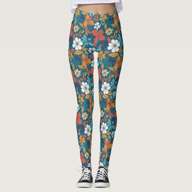 Leggings Fuerte patrón floral de verano (Anverso)