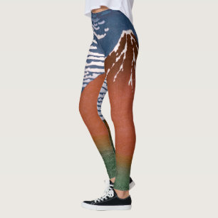 Leggings Fuji Rojo, El Volcán Aka Fujiyama Katsushika Hokus