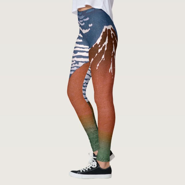 Leggings Fuji Rojo, El Volcán Aka Fujiyama Katsushika Hokus (Izquierda)