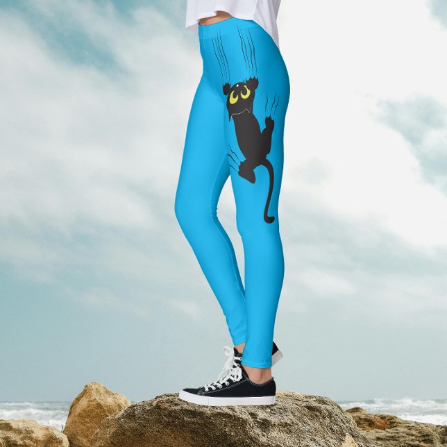 Leggings Fun Blue Black Cat Scratchig Personalizado asimétr (Subido por el creador)