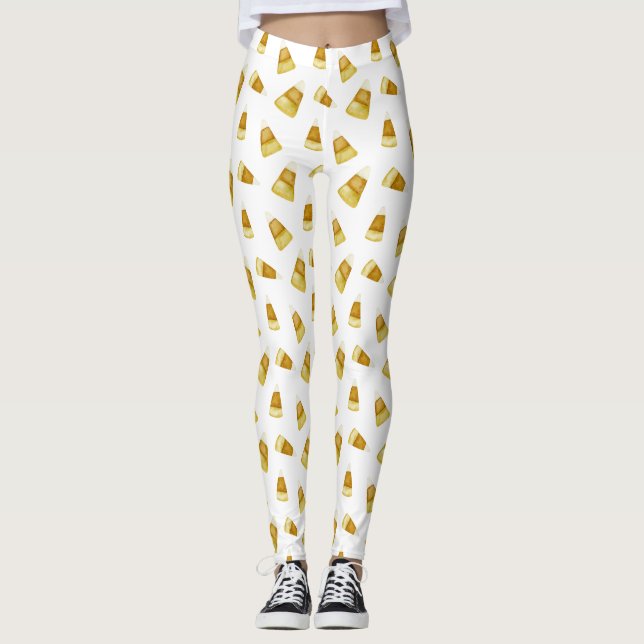 Leggings Fun Candy Corn Octubre Halloween Party White (Anverso)