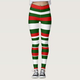 Leggings Fun Christmas Deck the Halls Crew Red Green Stripe