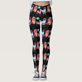 Leggings Fun Fifty Jukebox Music Player Pattern