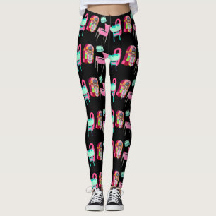 Leggings Fun Fifty Jukebox Music Player Pattern