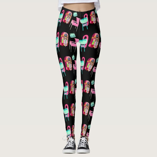 Leggings Fun Fifty Jukebox Music Player Pattern (Anverso)