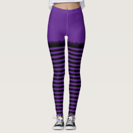 Leggings Fun Halloween Bruja morado negro rayado