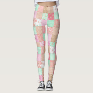 Leggings Fun Pastel Vintage Shabby Chic Patchwork Pattern