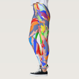 Leggings Fun Resumen Diseño Rosa Azul Rojo Oro