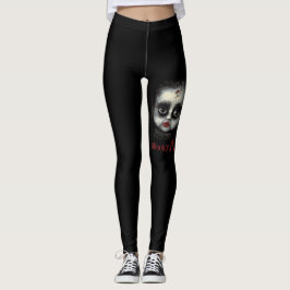 Leggings Fun Spooky AF Gótico espeluznante Doll Face Hallow