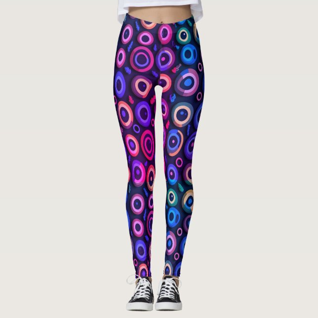 Leggings Fun Spooky Halloween Black Purple Monster Eyeball (Anverso)
