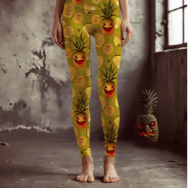 Leggings Fun Yellow de la espeluznante piña Halloween