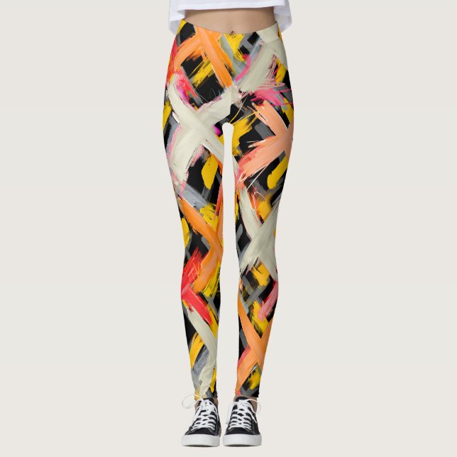 Leggings Funda acuarela, audaz, colorida, diagonal. (Anverso)