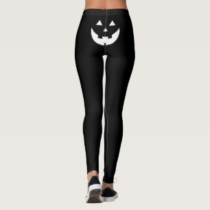 Leggings Fundido blanco negro Jack o linterna cara Hallowee
