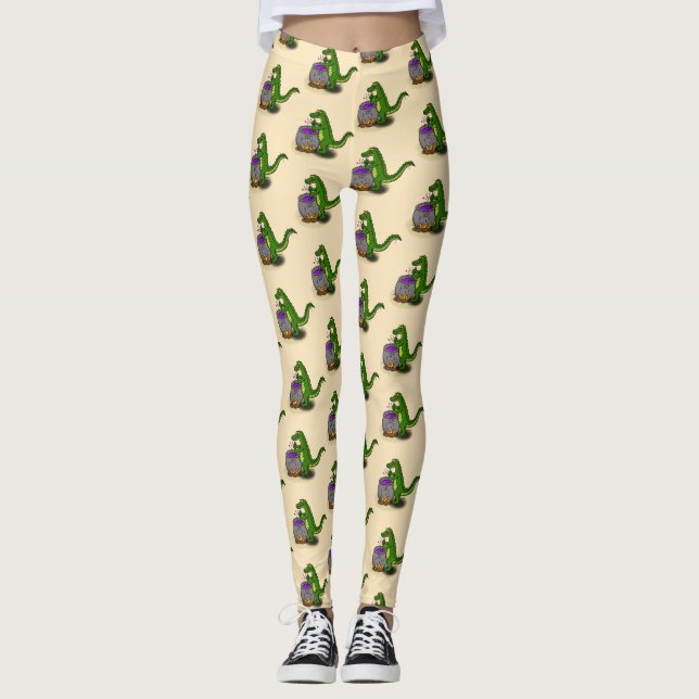 Leggings Fundido personalizado de cocina de caimanes verdes (Anverso)