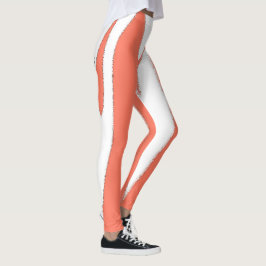 Leggings Funky Abstract Art Coral White