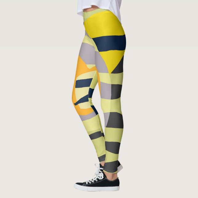 Leggings Funky Abstract Art Pale Pastel Carbón Amarillo (Izquierda)