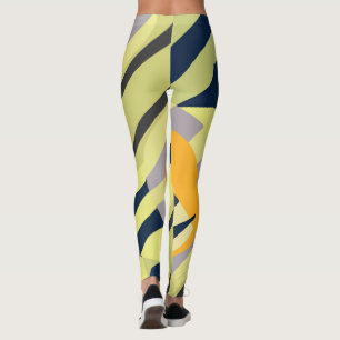 Leggings Funky Abstract Art Pale Pastel Carbón Amarillo