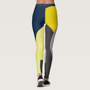 Leggings Funky Abstract Art Pale Pastel Carbón Amarillo