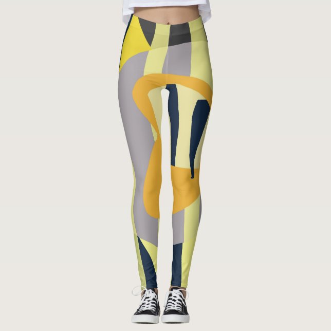 Leggings Funky Abstract Art Pale Pastel Carbón Amarillo (Anverso)