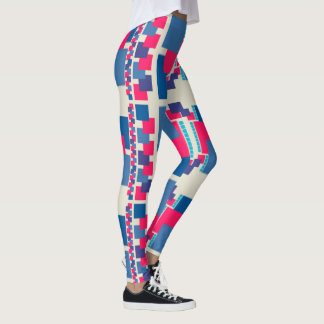 Leggings Funky Blue+Pink Square Pattern Leggambas, Psydefx 