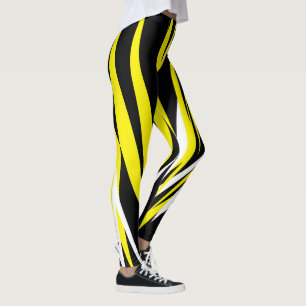 Leggings Funky Bold Abstract Art Black Yellow White