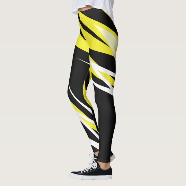 Leggings Funky Bold Abstract Art Black Yellow White (Izquierda)