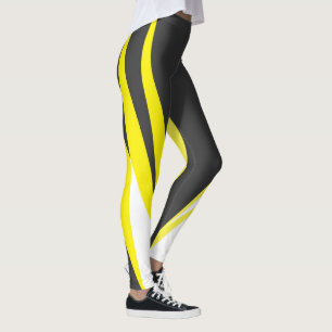 Leggings Funky Bold Abstract Art Charcoal Amarillo Blanco