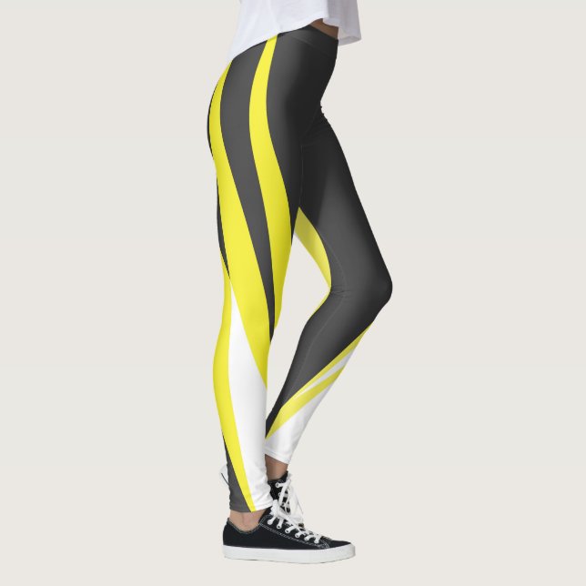 Leggings Funky Bold Abstract Art Charcoal Amarillo Blanco  (Derecha)
