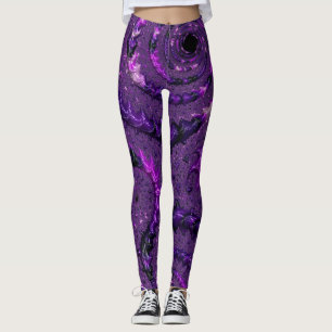 Leggings Funky Bold Boho Púrpura Abstracto Digital Fractal